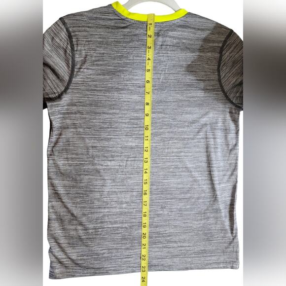 Tek Gear DryTek Long Sleeve Heather Grey with Neon Yellow Trim‎ Size Large 14-16 - Picture 5 of 6
